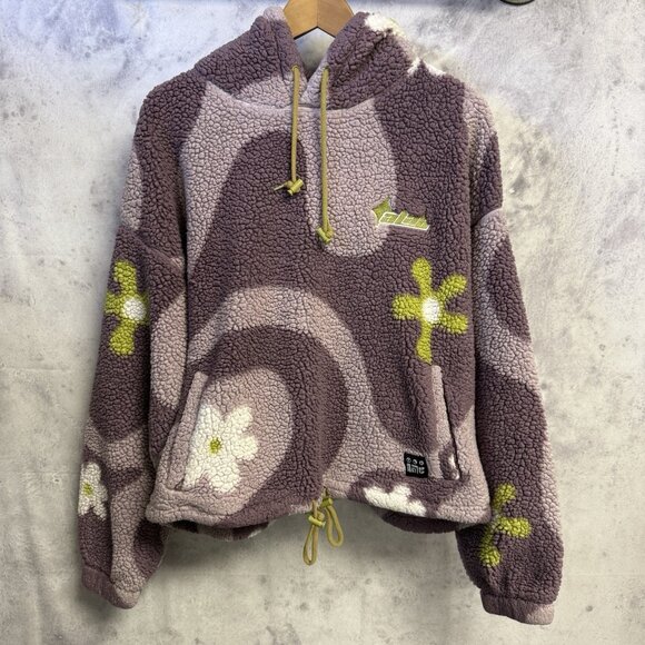 Alab Fleece Jacket Womens Large 23x22.5 Deep Pile Flowers - Picture 1 of 12